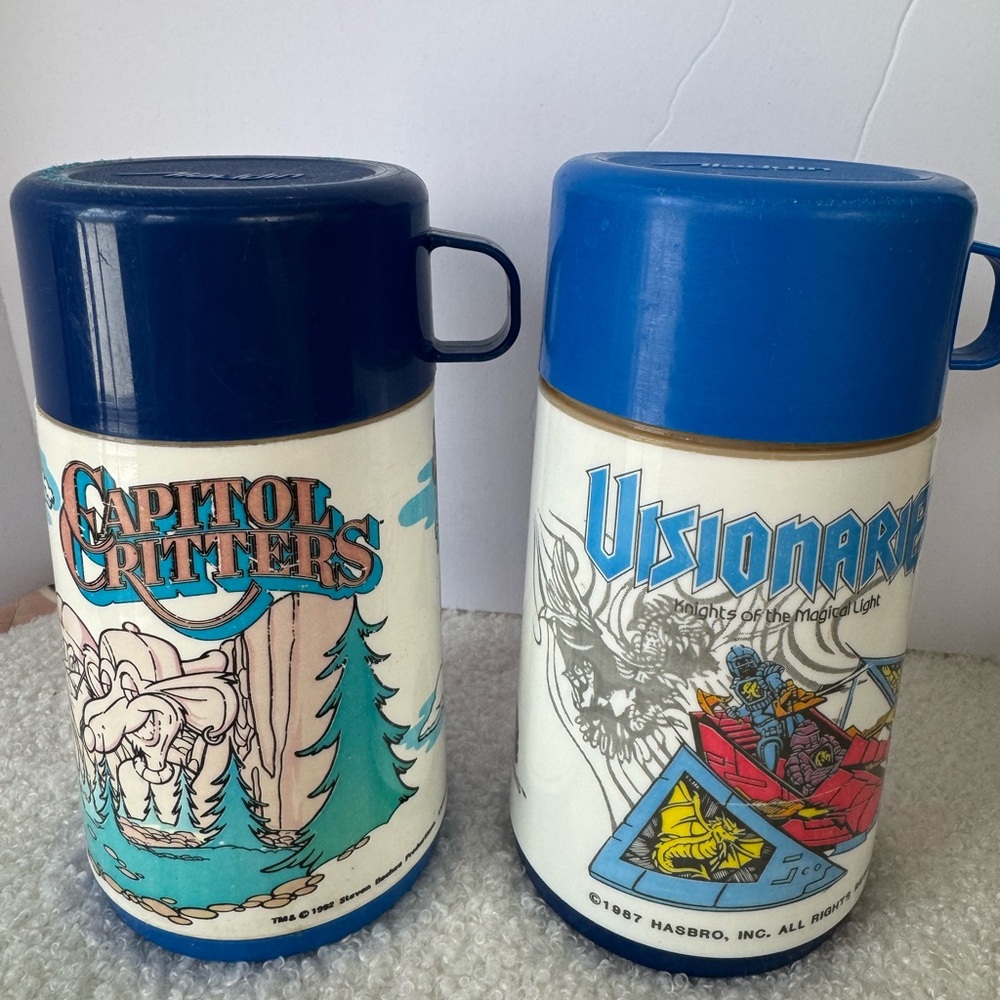 Vintage 1980’s 1990’s cartoon Capitol Critters and Visionaries Thermos Set